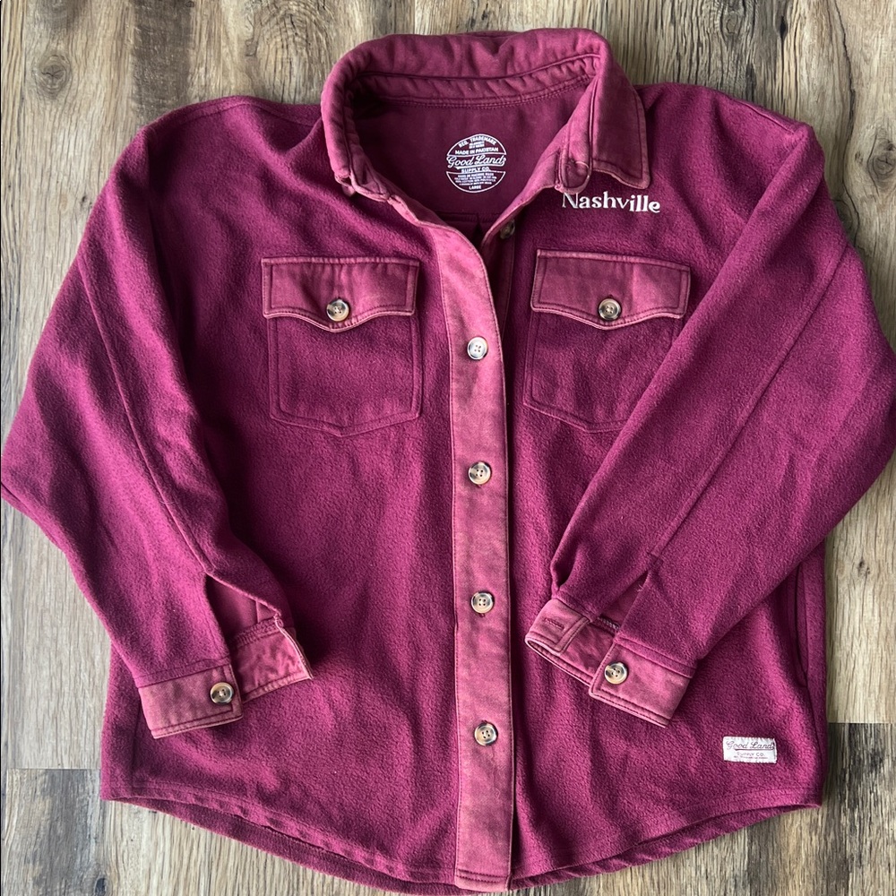 Nashville good land supply co. Burgundy Button-Up size large